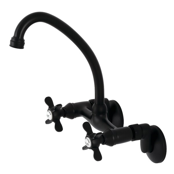 KS114MB Essex Two Handle Wall Mount Kitchen Faucet, Matte Black